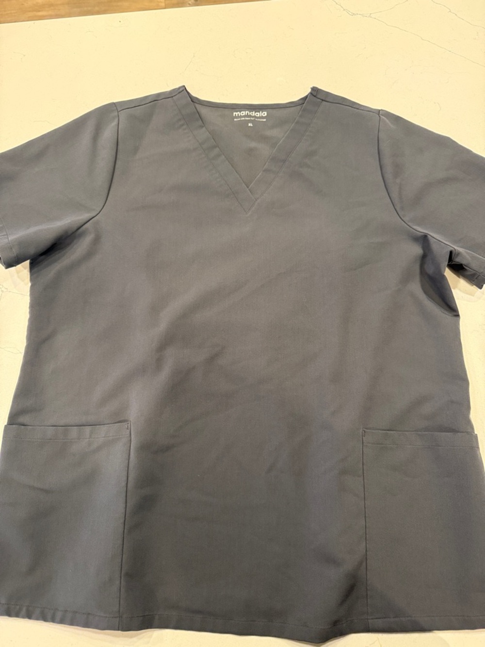 Marigold Women's V-Neck Scrub Top in Charcoal and jogger pants (set)